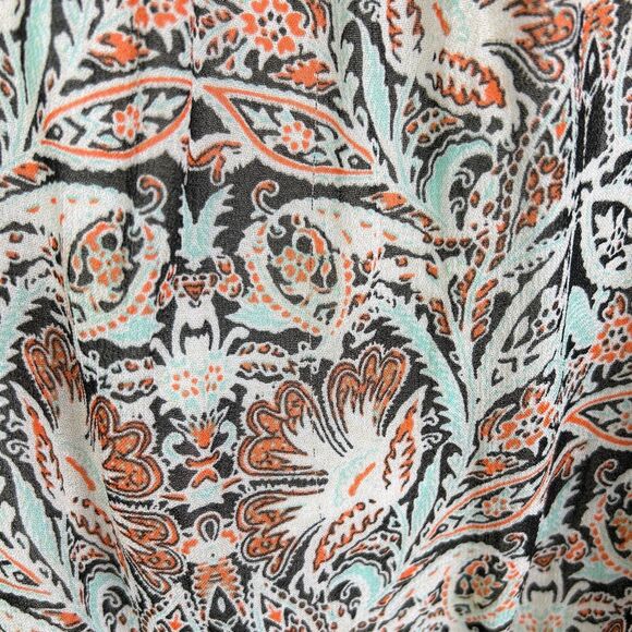 Anthropologie Ruffle Surplice Blouse Open Top Smocked Waist Floral Paisley Pt M - Picture 15 of 16